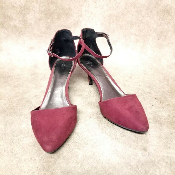 CATO Womens Size 11 Purple Fabric Slip On Pointed Toe Ankle Strap 3" Heel - Picture 5 of 10